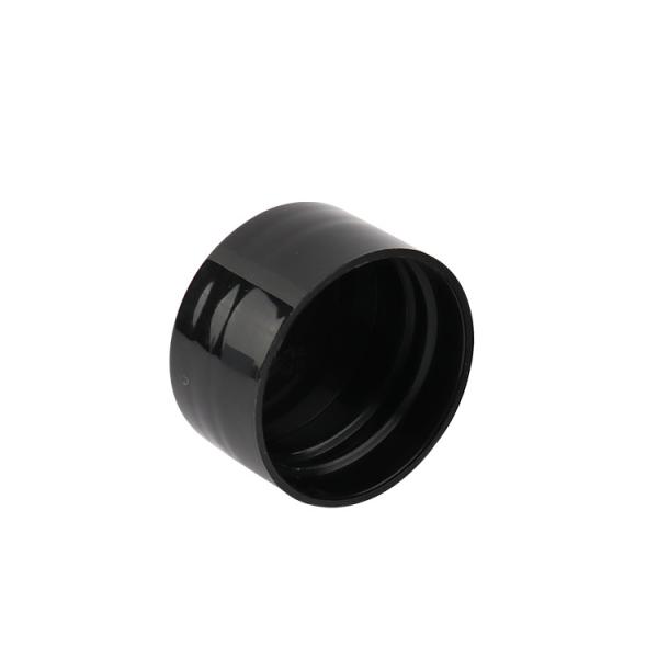 24/410 28/410 Plastic Caps Black Smooth Plastic Screw On Caps For Cosmetic Packaging