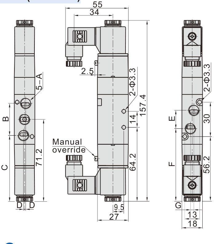 Клапан соленоида Pmeumatic Grommet пути 4V130C-06 1/8