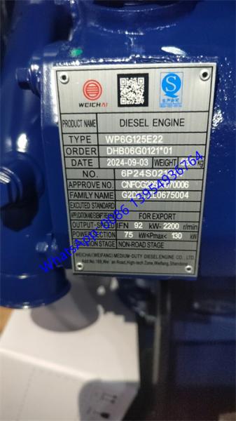 WEICHAI ENGINE  ASSEMBLY WP6G125E22  DHB06G0121  4110000991, weichai motor  for SDLG loader LG936