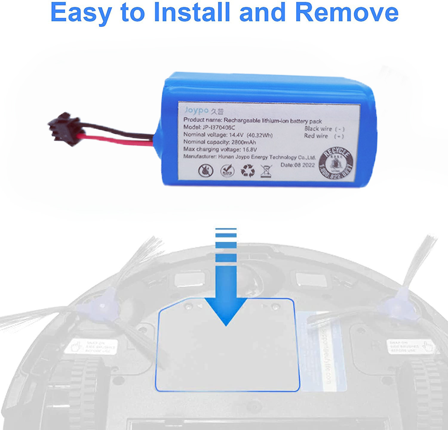 18650 перезаряжаемая OEM литийная батарея 14.4V 2800mAh для роботов пылесос