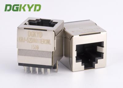 os pinos superiores 10 de uma inserção CAT6 10 de 180 graus contactam o conector protegido RJ45