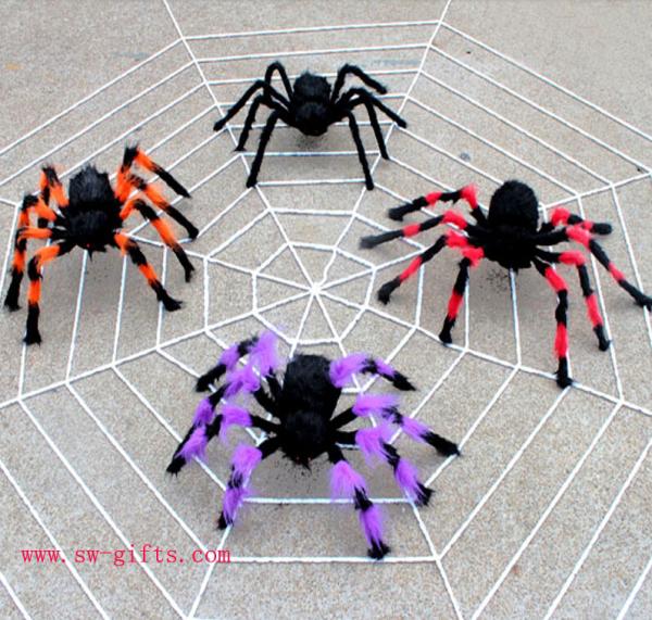 Halloween Supplies Props Decoration Black Flower Plush Spider Plastic Spider