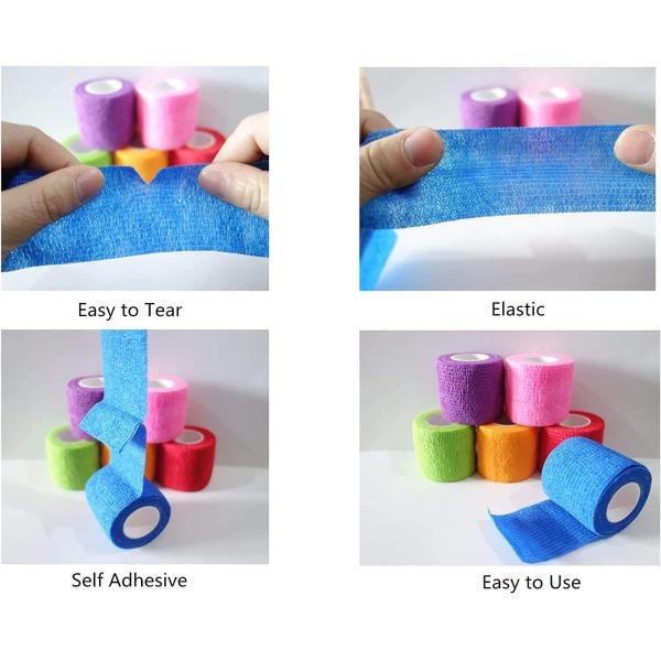 Colored Waterproof Non-Woven Self Adhesive Elastic Cohesive Bandage Flexible Cohesive Bandage