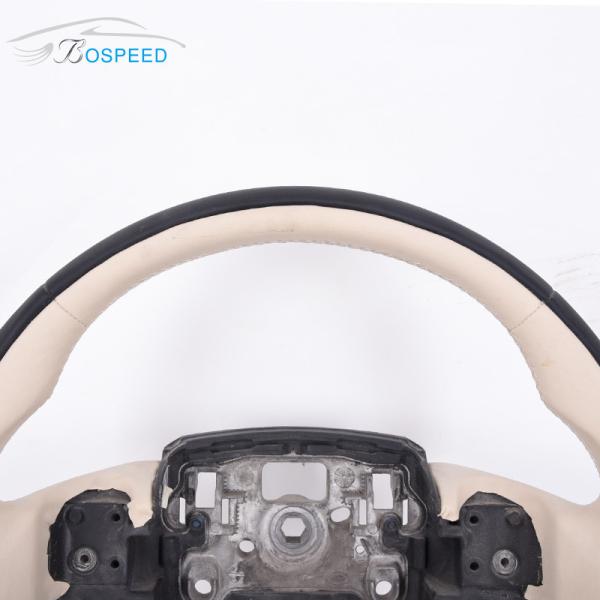 Full Smooth Leather Land Rover Steering Wheel Round White Plain Weave