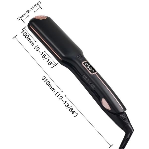 Custom Logo Electric 2-in-1 Professional Wide Infrared Flat Iron Hair Straightener LCD Display Portable Fast Heating Household