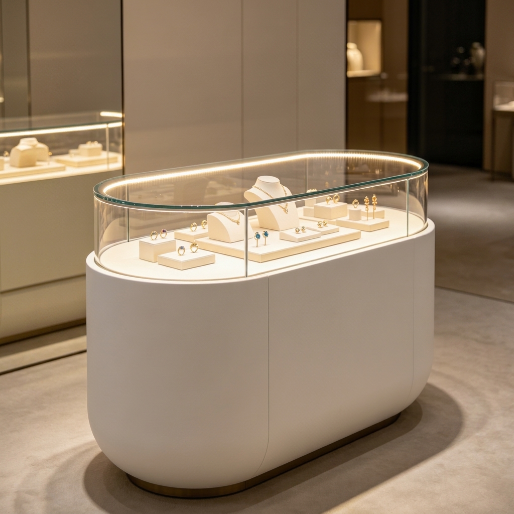 Customizable Eco-Friendly Jewelry Display Cabinet with LED Lighting for Retail Stores
