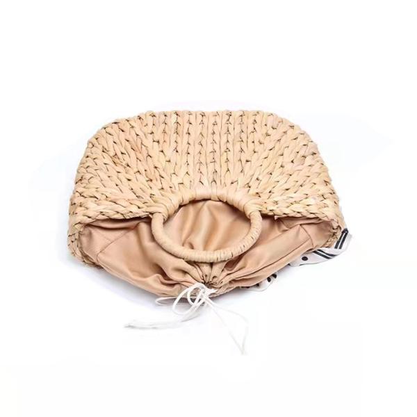 Round Wrist Beach Woven Bag , Handmade Crochet Handbags Corn Skin Material ODM