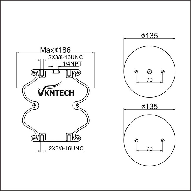 3/8-16 Firestone W01-358-3400 весны воздуха аэродинамической подъемной силы UNC двойной замысловатый