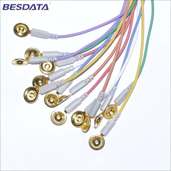 Gold coated cup electrode leadwire Neurofeedback dry EEG 1.5mm Din sensor Cap