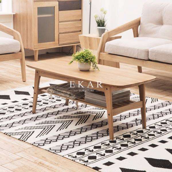 Oval Coffee Table 4 Legs Solid Wood Egyptian Style Living Room Furniture