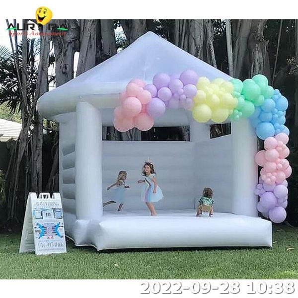 Bounce House Inflatable Commercial 13x13ft Inflatable Jumper White Moon Bounce