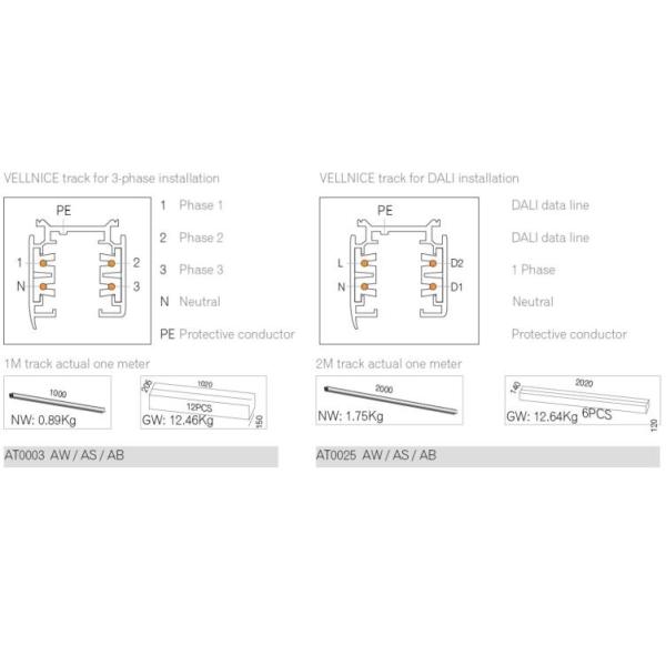 White LED Track Lights Surface Mounted 2 Wires / 3 Wires / 4 Wires Energy Saving