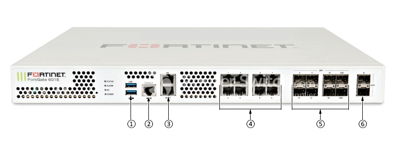 Вид спереди Fortinet FG-601E Слоты GE SFP+ FortiGate 601E 2x 10 серии Средн-ряда FG-601E Fortinet NGFW
