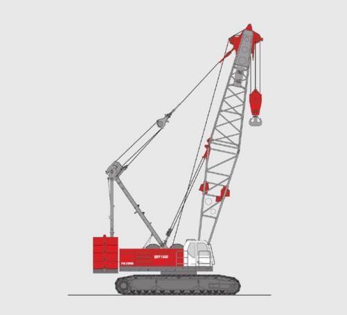 Hydraulic Crawler Crane With 82M 150 Ton Main Hook Block 19m Boom