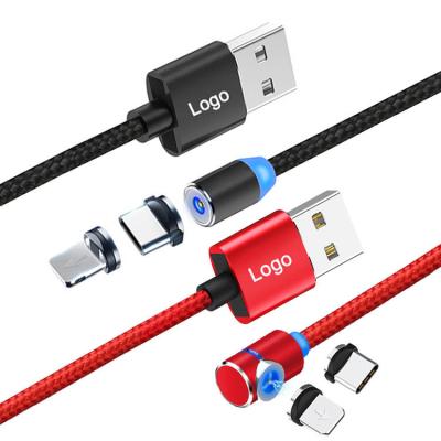 Cabo de carregamento de USB 2,0 com diodo emissor de luz 3 magnéticos em 1 3.5A trançado de nylon