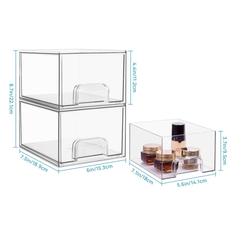 Hot Selling Transparent PET Pull Out Solid Cosmetic Organizer Stackable Cosmetic Lipstick Storage Box