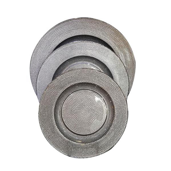 Плиты заряжателя золотого десерта цвета стеклянные, декоративные плиты заряжателя для свадьбы