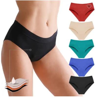 Mid Waist Bamboo Menstrual Underwear Washable 4 Layer Reusable Sanitary Panties