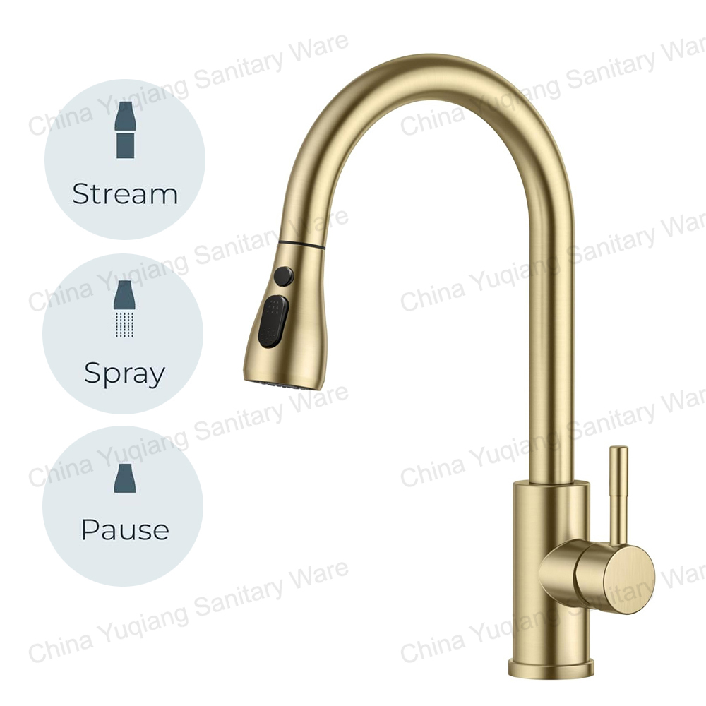Pull Out Kitchen Faucet Made from 304 Stainless Steel Featuring 35mm Ceramic Cartridge and Two Flexible Stainless Steel Hoses 