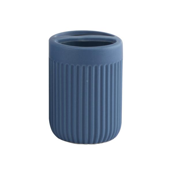 Синий керамический аксессуары для ванной комнаты круглый набор с вертикальными полосами аксессуары для ванной комнаты