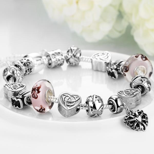 SJ Wholesale Vogue Vintage Alloy Jewelry Fantasy Ethnic Style Heart Shape Magnet Buckle Chain Handmade Glaze Bead Bracel