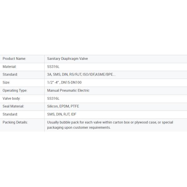 Válvula de diafragma sanitario de acero inoxidable de tres pinzas para requisitos personalizados