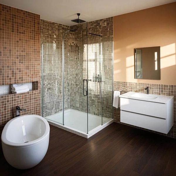Customizable Tempered Float Glass Application Stylish Shower Room Glass Wall