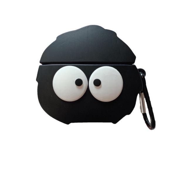 Anti Lost Cute Black Airpod Cases Black Silicone Cartoon Finger Print Proof
