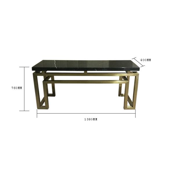 Luxury Brushed Brass Stainless Steel Frame Marble top Console table