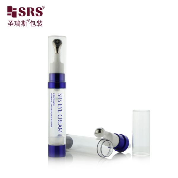 Free Sample Stainless Steel Ball Roll on Bottle 8ml 10ml 15ml Plastic PETG Eye Cream Airless Roller Bottle