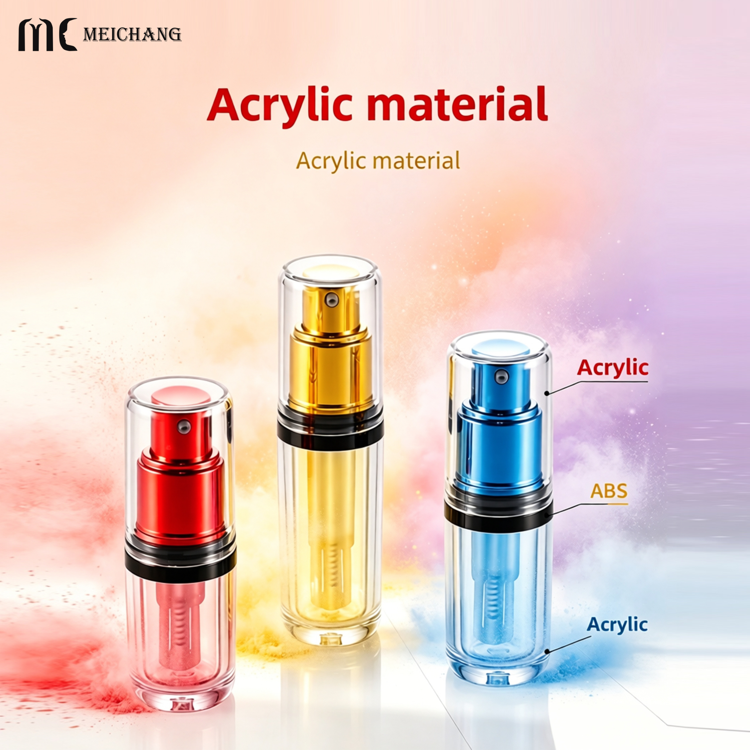 10ml/15ml/20ml Acrylic Dry Powder Spray Bottle with Screw Cap for Cosmetic Packaging (MC-1508)