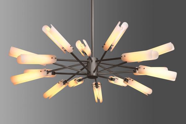 Adjustable Height Brass Copper Circular Chandelier with UV Printing
