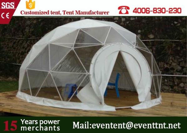 Luxury Camping Tent Geodesic Dome 6m Diameter 6 - 8 Person With Clear Walls