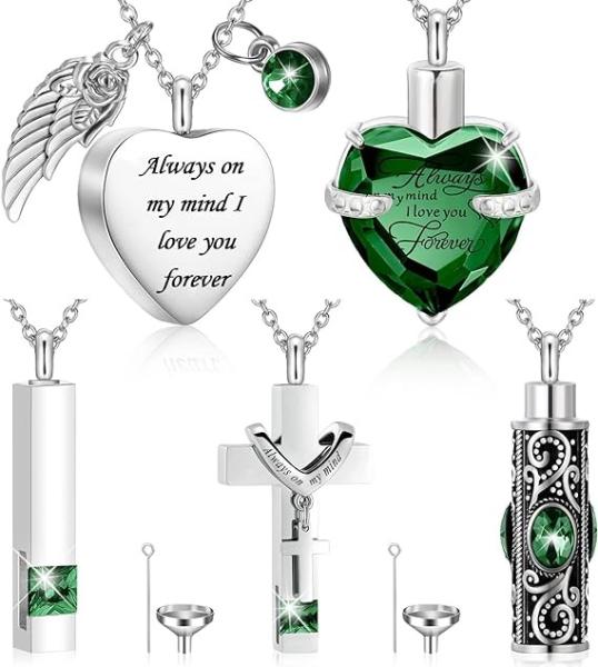 Urn Necklace For Ashes Keepsake Cremation Heart Cross Cubic Jewelry For Ashes Stainless Steel Memorial Locket Ashes