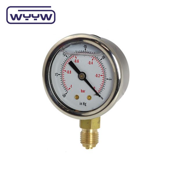 SS304 Caso Composto Medidor Medidor de Pressão Direção Radial -1-1bar -15-15psi 100mm Enchimento de óleo