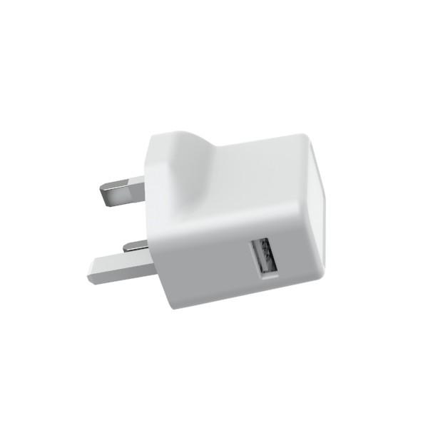 Fireproof PC ErP 5V1A 3 Pin UK Mains Charger With Single USB