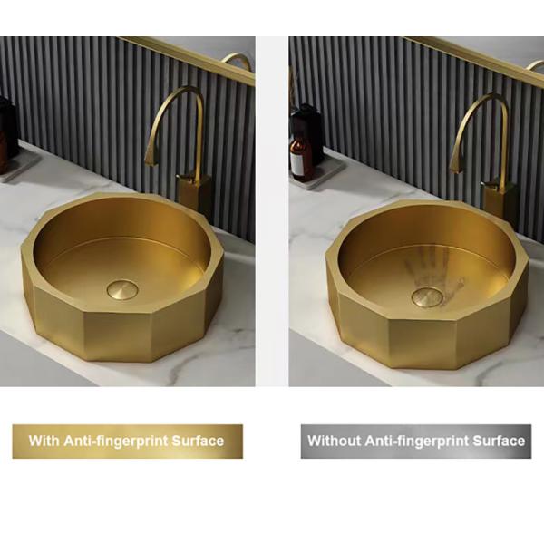 Luxury Stainless Steel Wash Basin , Brushed Gold Vanity Vessel Sink OEM ODM