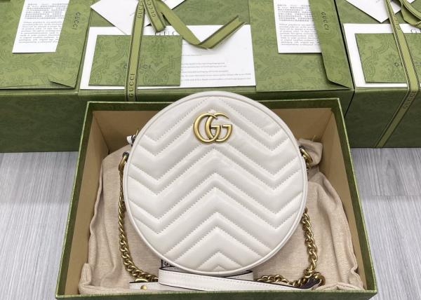 GG Marmont Wave Round Full Leather Chain Bag Soft Leather 18.5cm Length