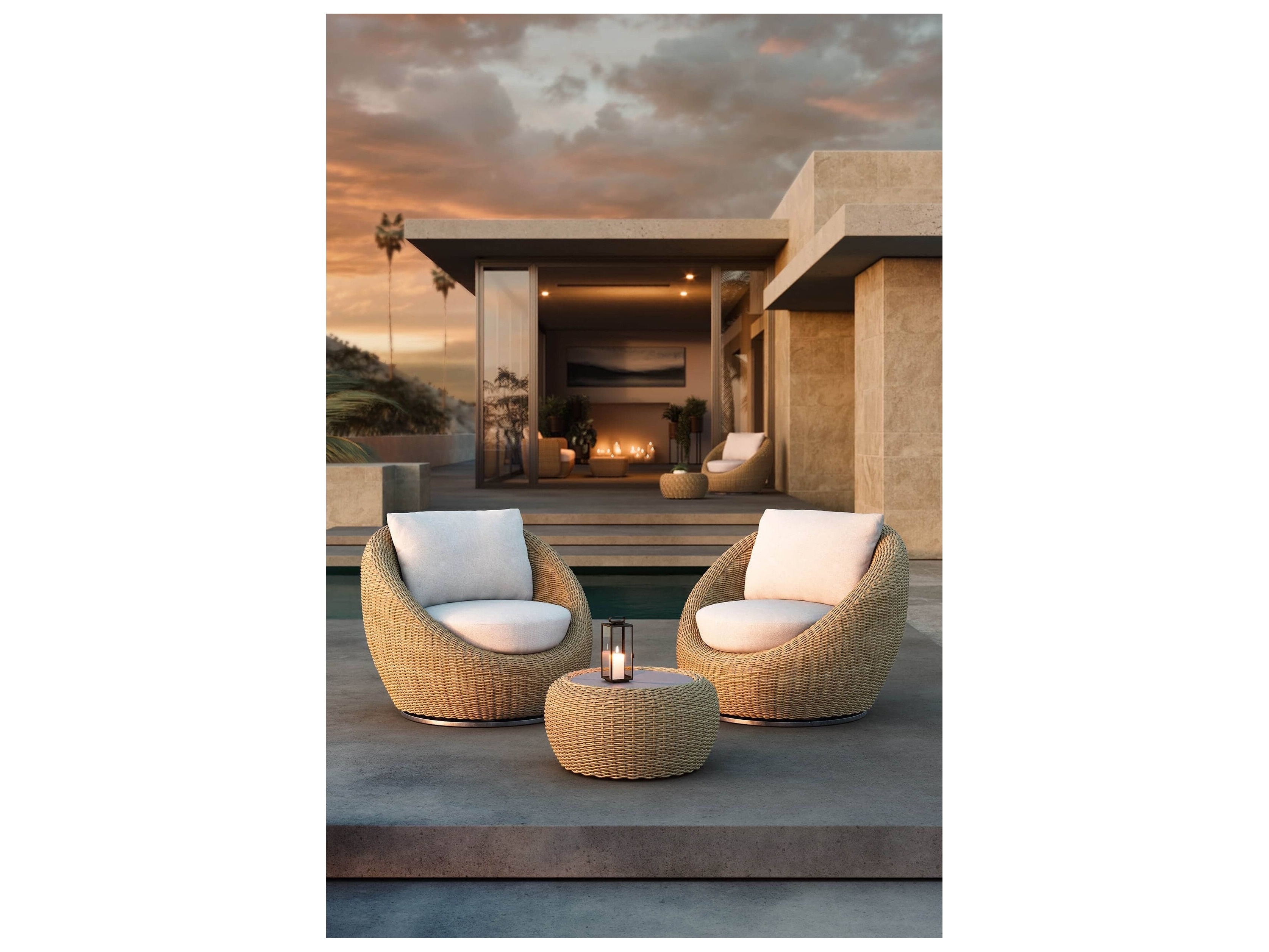 Round Wicker Woven Patio Furniture Outdoor Swivel Lounge Chair. Jen SN-2666