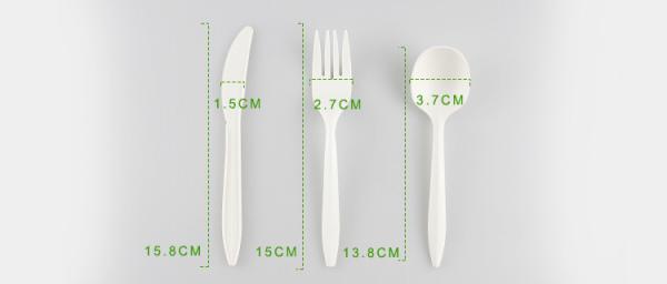 Rice white PLA biodegradable cutlery Disposable spoon fork and knife with Trade Assurance
