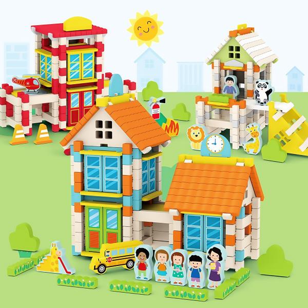 Children Learning Toys Building Block Educational Diy Mortise and Tenon Building Blocks Montessori Kids Stacking Wooden Toy