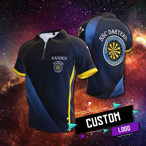 OEM Sublimation Darts T Shirt Multicolor With Zippers Design