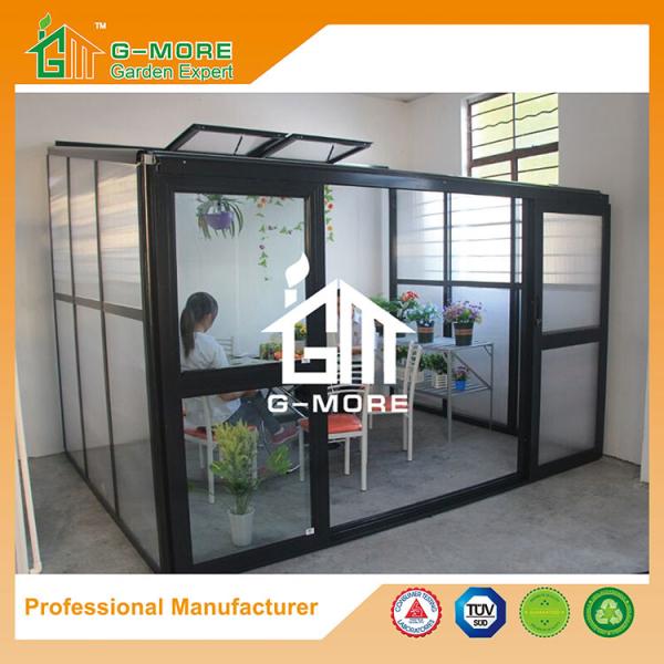 Aluminum Greenhouse-Hexagon Series-242 X 392 X 237CM-Dark Grey Color- PC or Glass