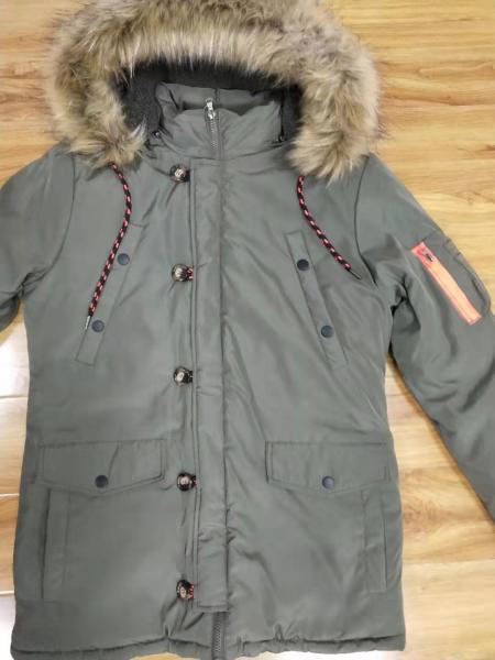Grey Mens Longline Padded Coat Fur Hood  Longline Mens Puffer Coat