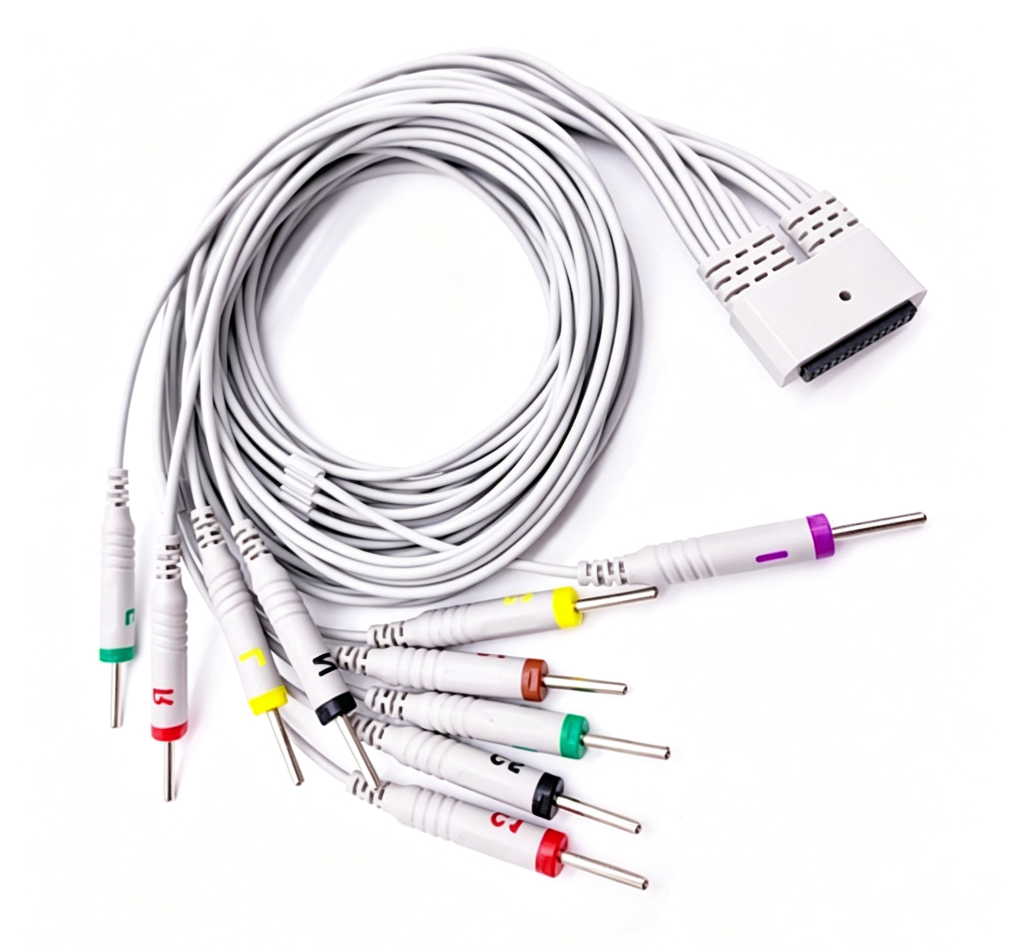 DIN 3.0mm ECG Cables And Leadwires 1.1m ECG Wires 10 Leadwire For Medex MECG200 MECG300