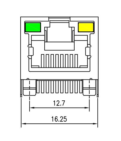 Tab Up Rj45 Pcb Mount Jack LPJE101BHNL LED No Diodes EMI Finger