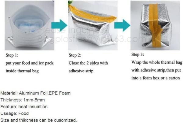 Custom Frozen Food Insulation Foil Liner Aluminum Foil Bubble Thermal Insulation Bag,Imprint Portable Non-Woven Large In