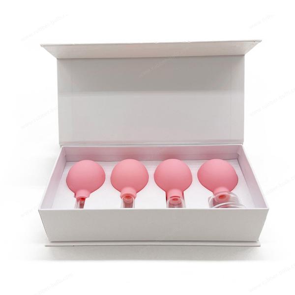 Glass Facial Cupping Set- 4pcs Silicone Vacuum Suction Face Massage Cups Anti Cellulite Lymphatic Therapy Sets for Eyes