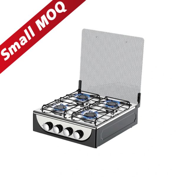Luxury Glass Cover Four Burner Gas Stove Manufacturer Household 4 Burner Tabletop Stove Metal Body