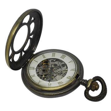 Mechanical Automatic custom Gold Pocket Watches round shape , CE ROHS certification
